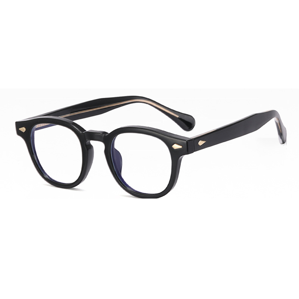 Coexist Round Eyeglasses in Bright Black Gold – back view