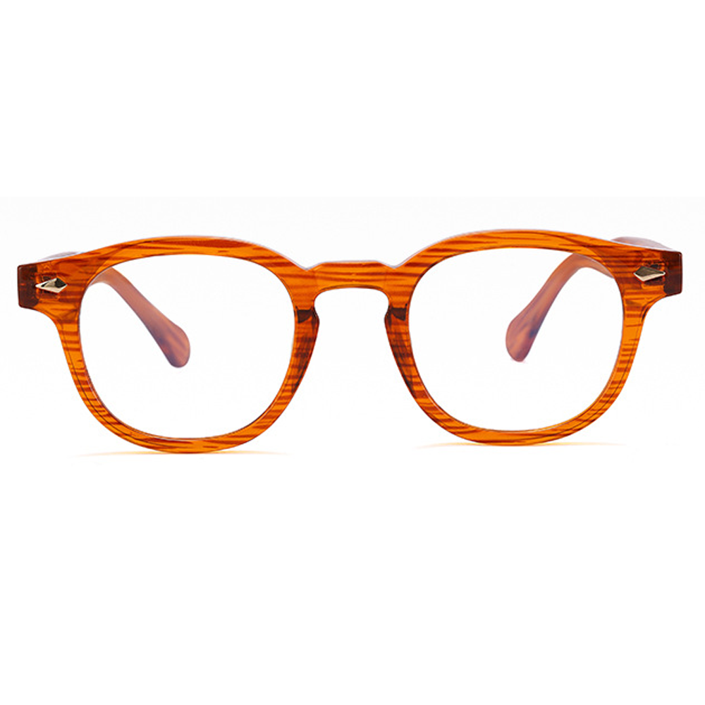 Coexist Round Eyeglasses in Brown Stripes – front view