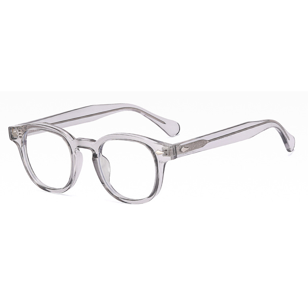 Coexist Round Eyeglasses in Translucent Gray – back view
