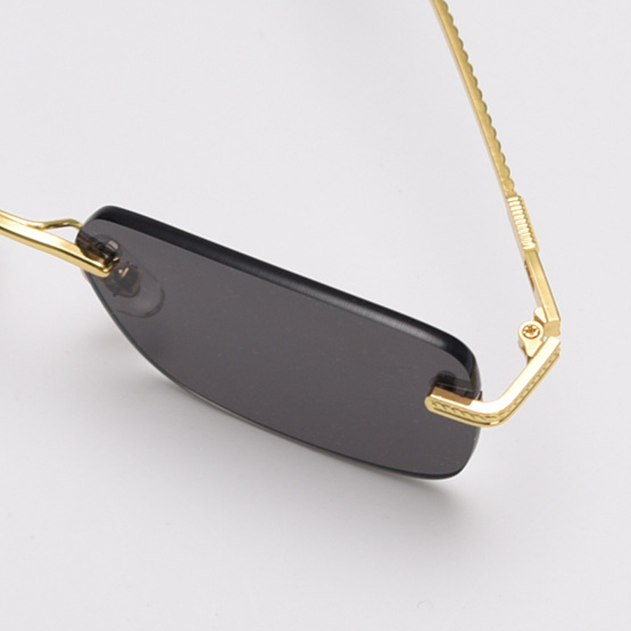Turnover Rectangle Rimless Sunglasses
