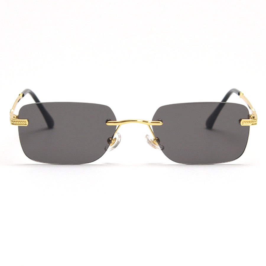 Turnover Rectangle Rimless Sunglasses