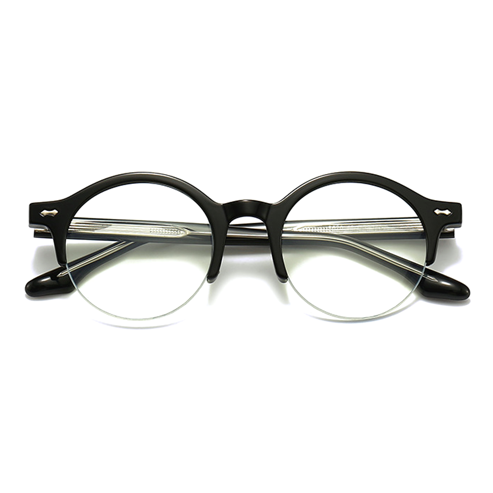Vinyl Round Semi-Rimless Eyeglasses