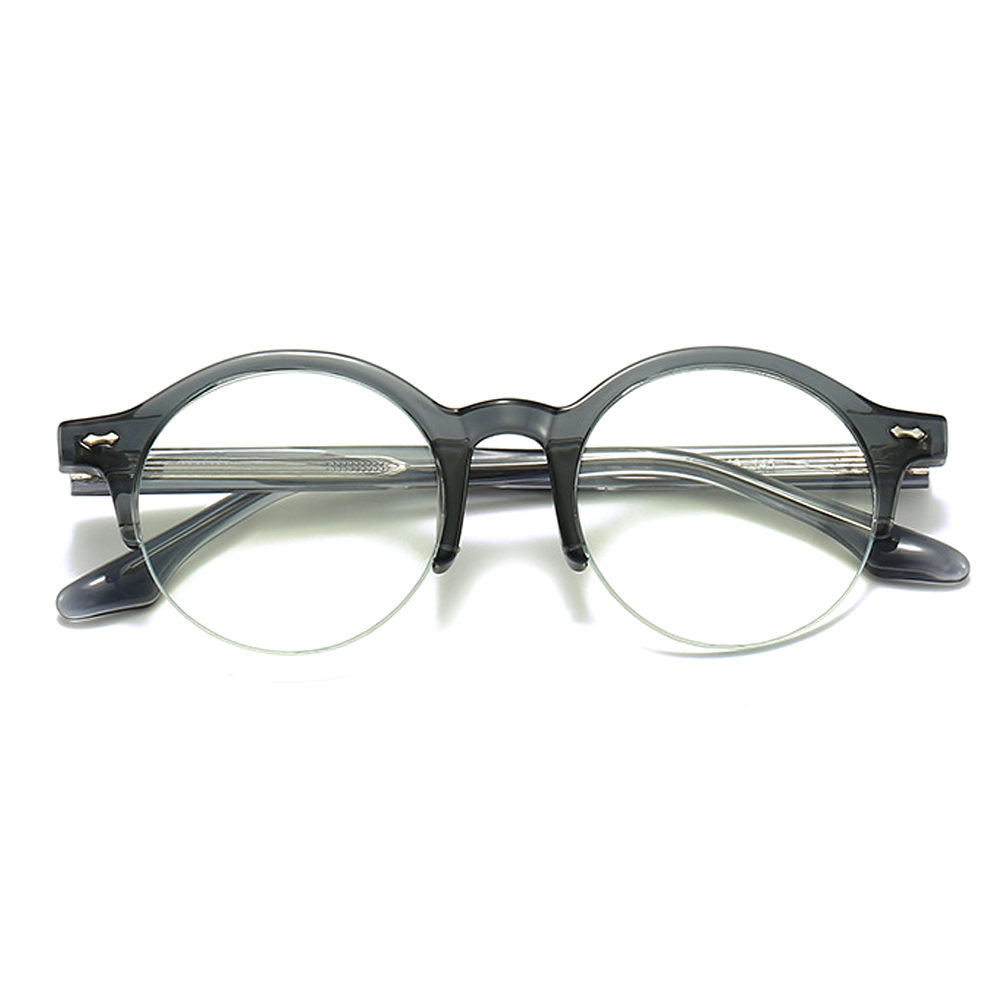 Vinyl Round Semi-Rimless Eyeglasses