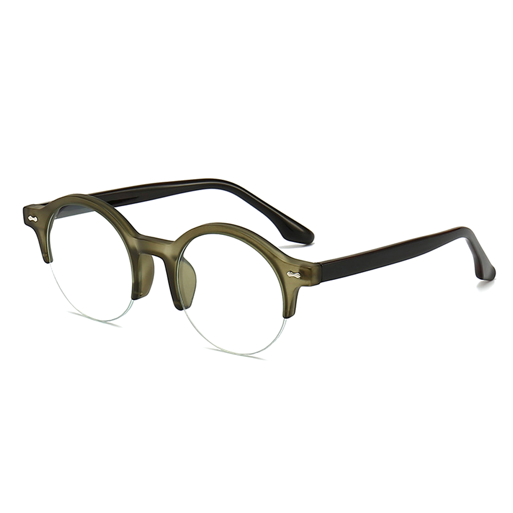 Vinyl Round Semi-Rimless Eyeglasses