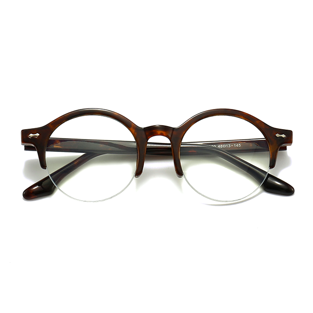 Vinyl Round Semi-Rimless Eyeglasses