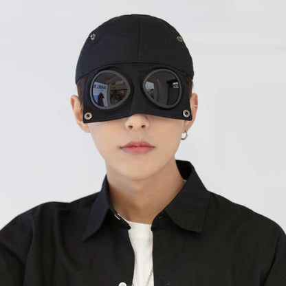 Retro aviator cap glasses pointed hat sunglasses baseball cap hip-hop mask